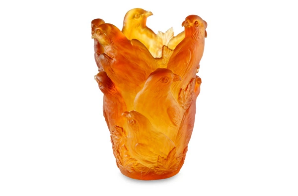 Ваза Decor de Table Pate de Verre Cristal Орел 30 см, хрустальное тесто, темно-янтарная, п/к
