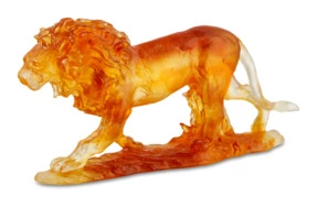 Фигурка Decor de Table Pate de Verre Cristal Лев 22 см, хрустальное тесто, темно-янтарная, п/к