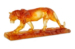 Фигурка Decor de Table Pate de Verre Cristal Пума 22 см, хрустальное тесто, темно-янтарная, п/к