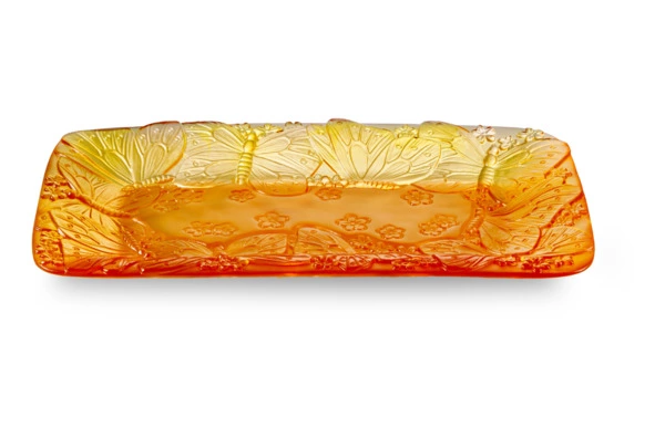Блюдо прямоугольное Decor de Table Pate de Verre Cristal Бабочка 22х13 см, хрустальное тесто