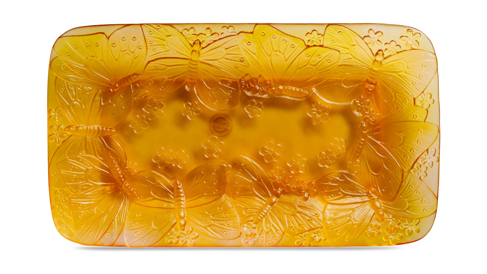 Блюдо прямоугольное Decor de Table Pate de Verre Cristal Бабочка 22х13 см, хрустальное тесто