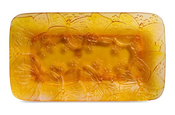 Блюдо прямоугольное Decor de Table Pate de Verre Cristal Бабочка 22х13 см, хрустальное тесто