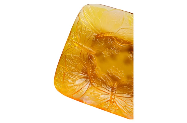 Блюдо прямоугольное Decor de Table Pate de Verre Cristal Бабочка 22х13 см, хрустальное тесто