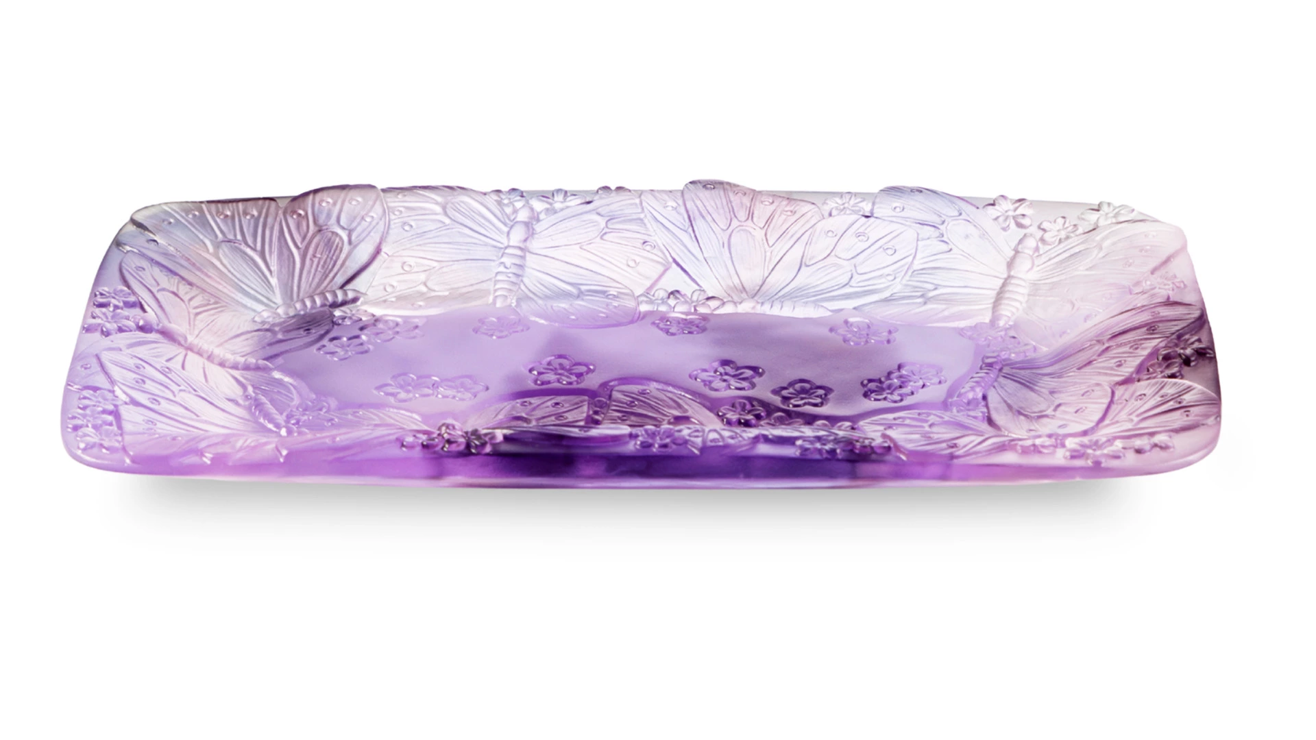 Блюдо прямоугольное Decor de Table Pate de Verre Cristal Бабочка 22х13 см, хрустальное тесто
