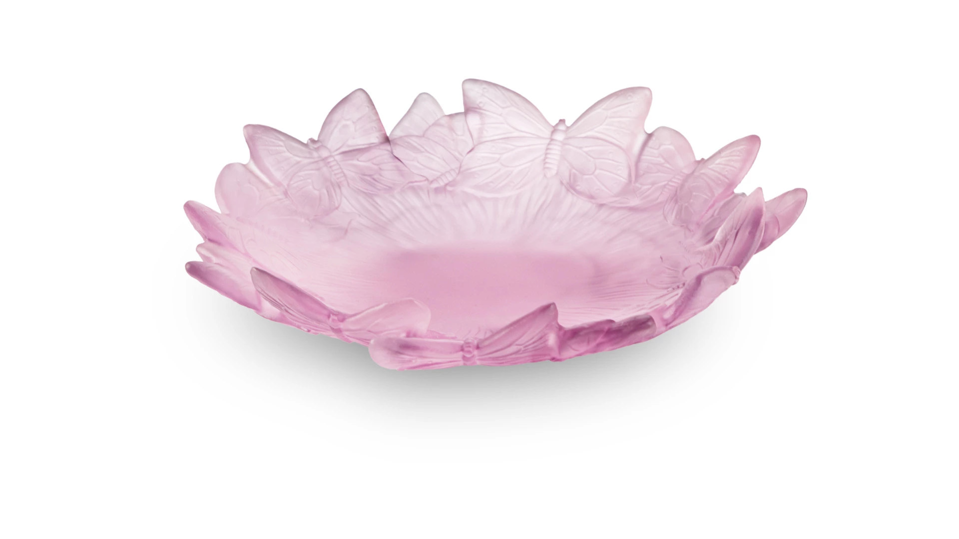 Чаша декоративная Decor de Table Pate de Verre Cristal Бабочки 20 см, хрустальное тесто,розовая, п/к