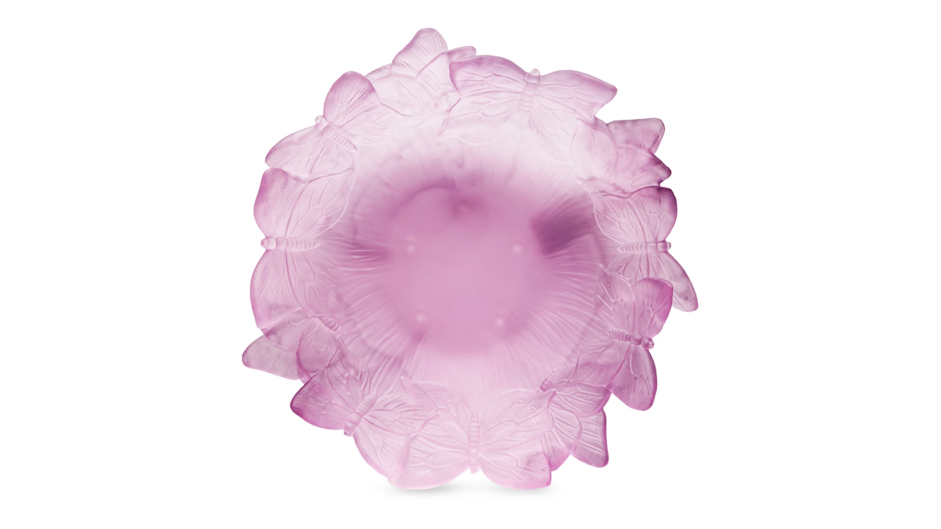 Чаша декоративная Decor de Table Pate de Verre Cristal Бабочки 20 см, хрустальное тесто,розовая, п/к