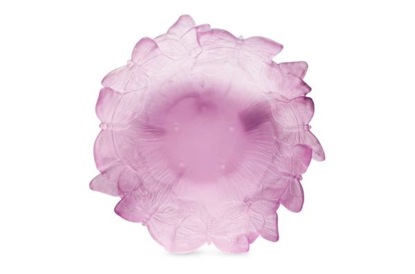 Чаша декоративная Decor de Table Pate de Verre Cristal Бабочки 20 см, хрустальное тесто,розовая, п/к