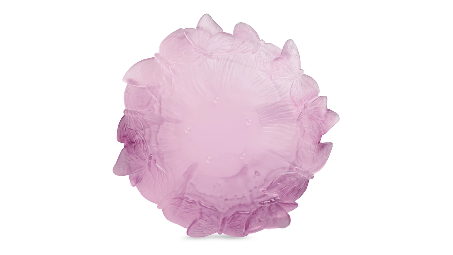 Чаша декоративная Decor de Table Pate de Verre Cristal Бабочки 20 см, хрустальное тесто,розовая, п/к