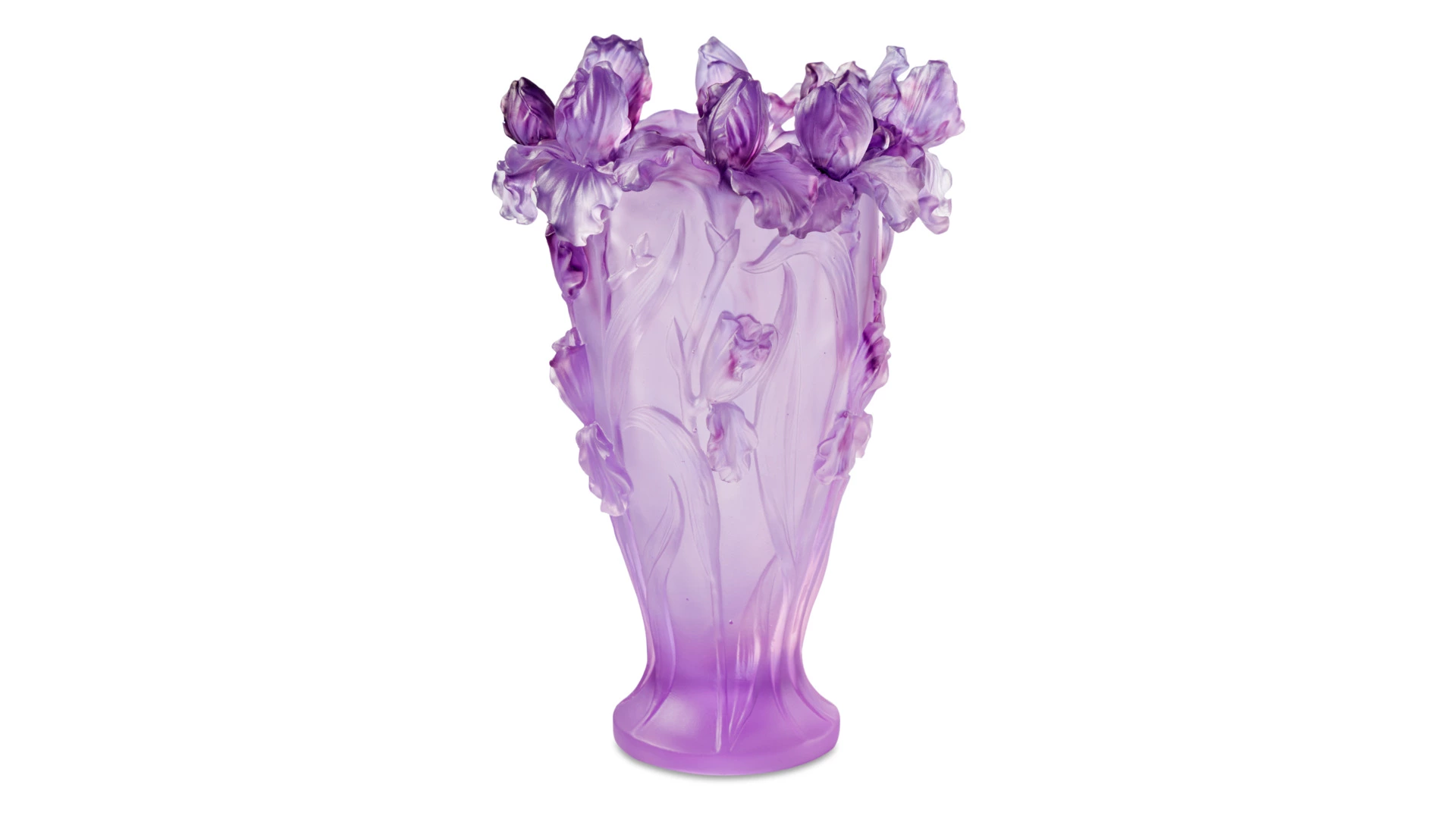 Ваза Decor de Table Pate de Verre Cristal Ирисы 22 см, хрустальное тесто, фиолетовая, п/к