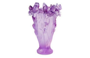 Ваза Decor de Table Pate de Verre Cristal Ирисы 22 см, хрустальное тесто, фиолетовая, п/к