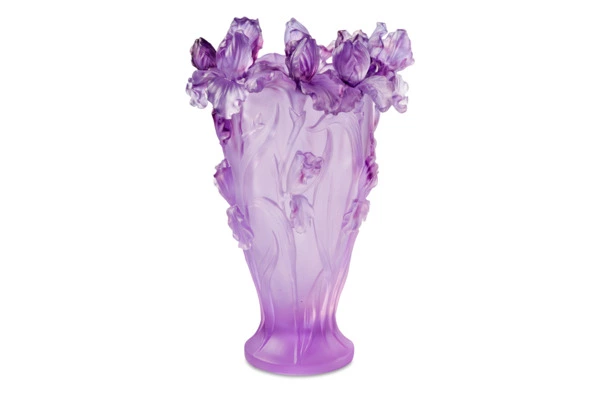 Ваза Decor de Table Pate de Verre Cristal Ирисы 22 см, хрустальное тесто, фиолетовая, п/к