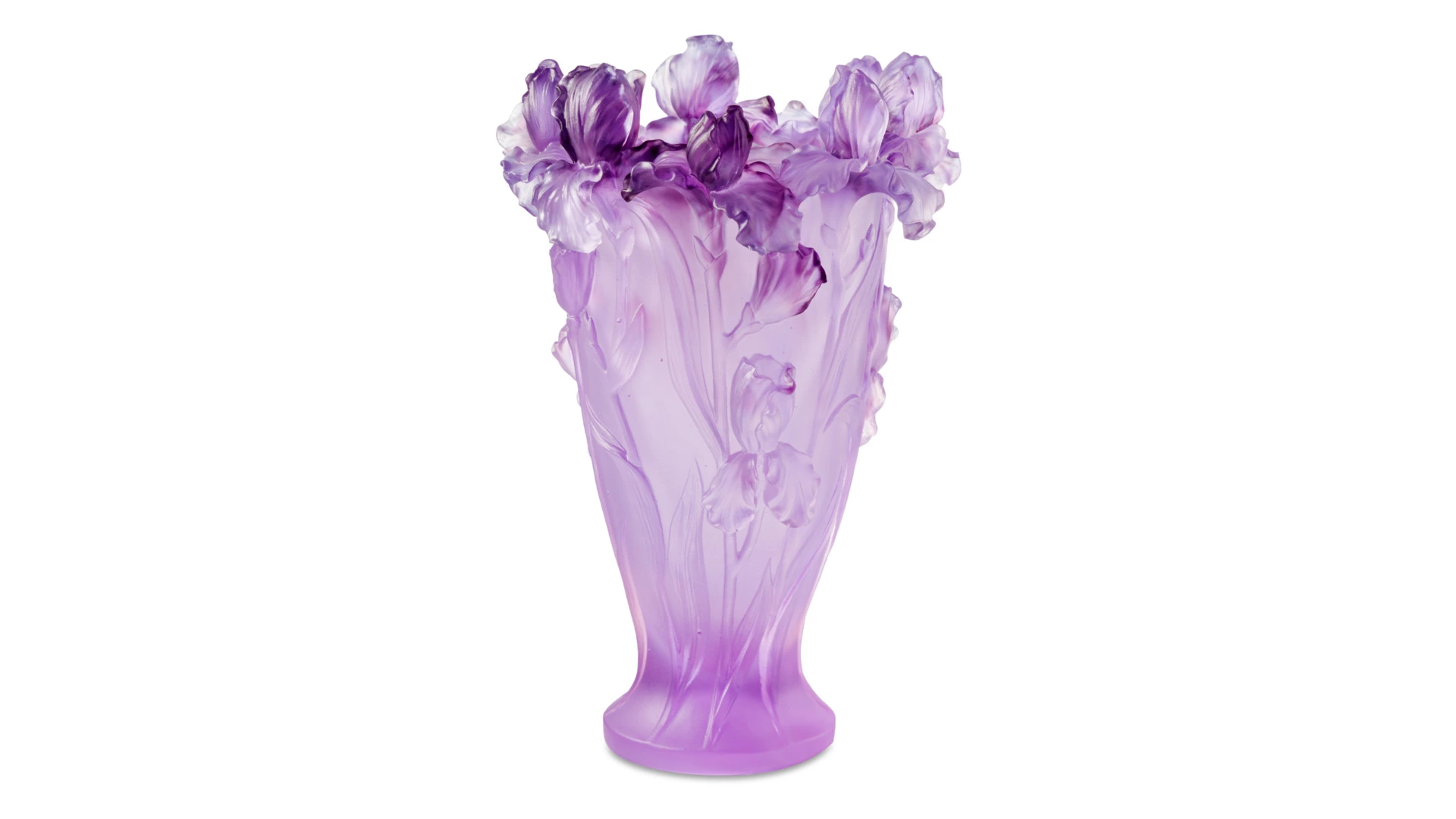 Ваза Decor de Table Pate de Verre Cristal Ирисы 22 см, хрустальное тесто, фиолетовая, п/к