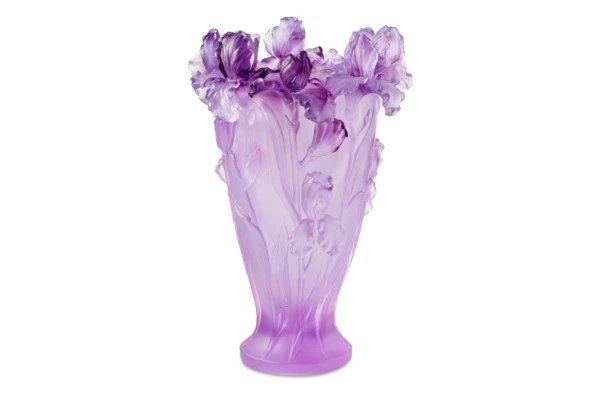 Ваза Decor de Table Pate de Verre Cristal Ирисы 22 см, хрустальное тесто, фиолетовая, п/к