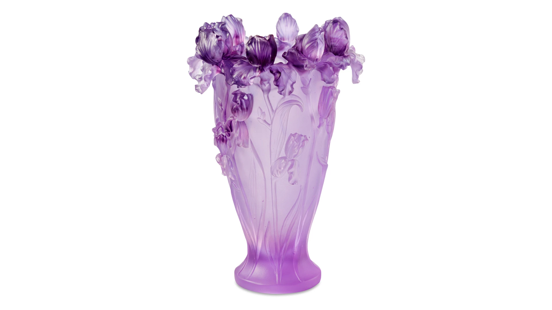 Ваза Decor de Table Pate de Verre Cristal Ирисы 22 см, хрустальное тесто, фиолетовая, п/к