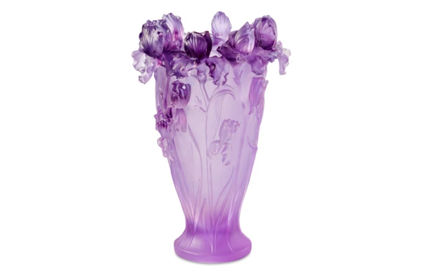 Ваза Decor de Table Pate de Verre Cristal Ирисы 22 см, хрустальное тесто, фиолетовая, п/к