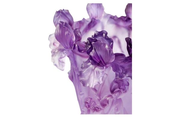 Ваза Decor de Table Pate de Verre Cristal Ирисы 22 см, хрустальное тесто, фиолетовая, п/к