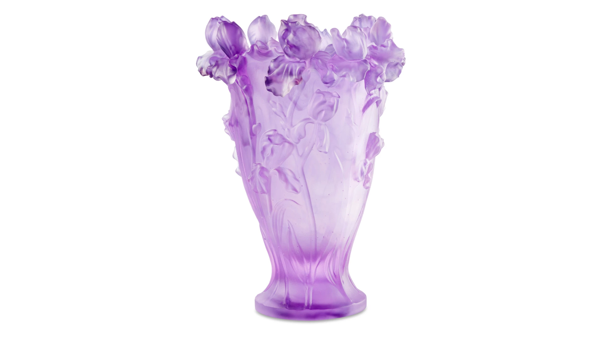 Ваза Decor de Table Pate de Verre Cristal Ирисы 32 см, хрустальное тесто, фиолетовая, п/к