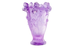Ваза Decor de Table Pate de Verre Cristal Ирисы 32 см, хрустальное тесто, фиолетовая, п/к