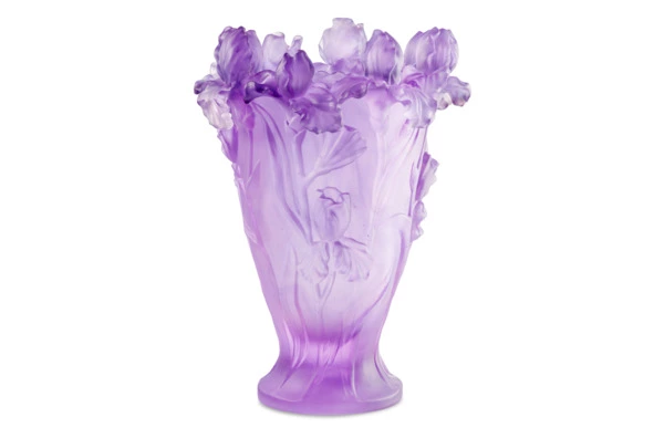 Ваза Decor de Table Pate de Verre Cristal Ирисы 32 см, хрустальное тесто, фиолетовая, п/к
