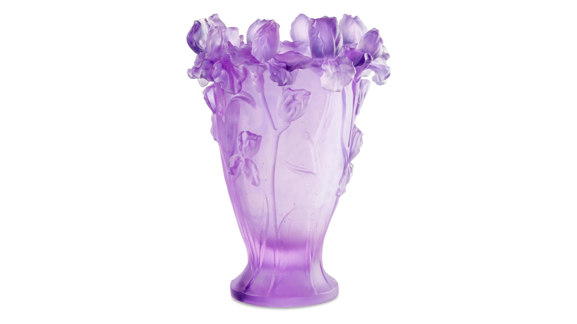 Ваза Decor de Table Pate de Verre Cristal Ирисы 32 см, хрустальное тесто, фиолетовая, п/к