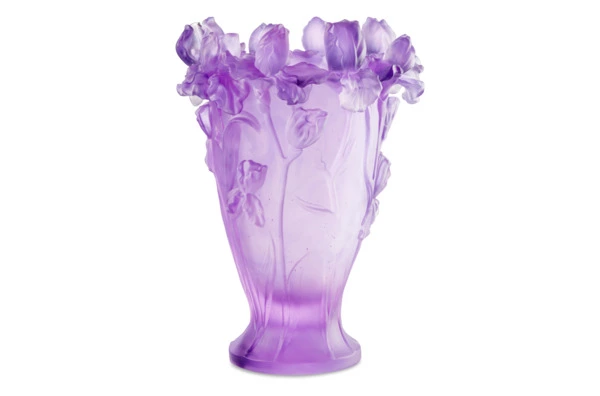 Ваза Decor de Table Pate de Verre Cristal Ирисы 32 см, хрустальное тесто, фиолетовая, п/к