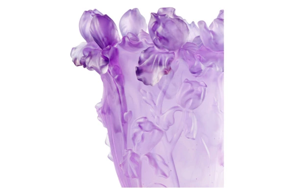 Ваза Decor de Table Pate de Verre Cristal Ирисы 32 см, хрустальное тесто, фиолетовая, п/к
