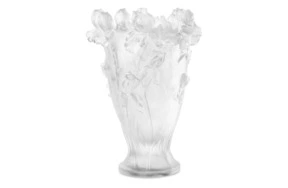 Ваза Decor de Table Pate de Verre Cristal Ирисы 32 см, хрустальное тесто, белая, п/к