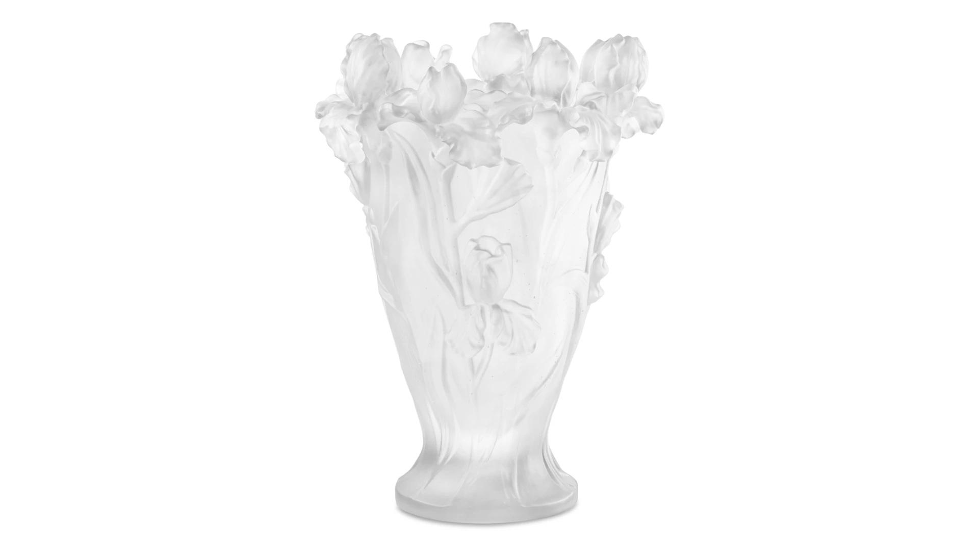 Ваза Decor de Table Pate de Verre Cristal Ирисы 32 см, хрустальное тесто, белая, п/к