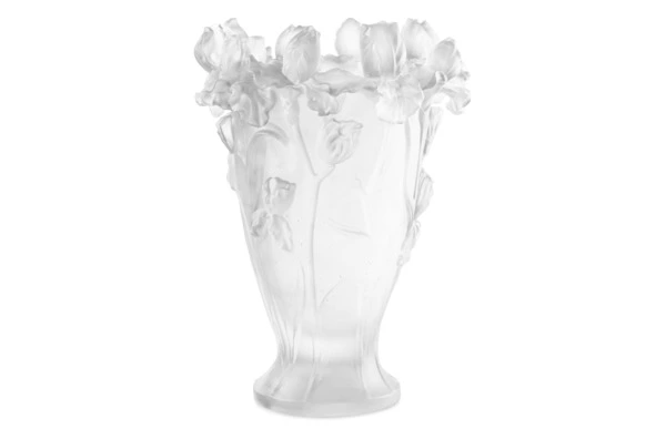 Ваза Decor de Table Pate de Verre Cristal Ирисы 32 см, хрустальное тесто, белая, п/к
