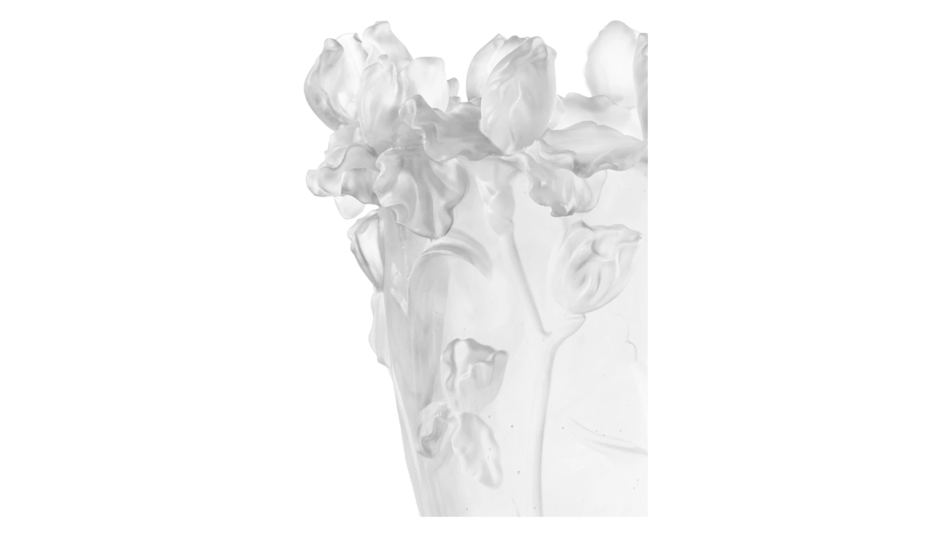 Ваза Decor de Table Pate de Verre Cristal Ирисы 32 см, хрустальное тесто, белая, п/к