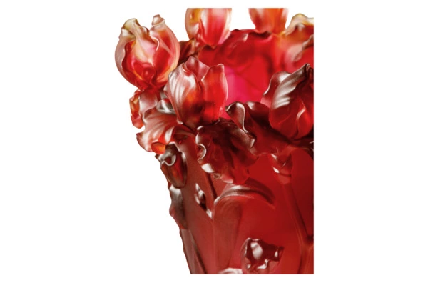 Ваза Decor de Table Pate de Verre Cristal Ирисы 32 см, хрустальное тесто, янтарно-красная, п/к