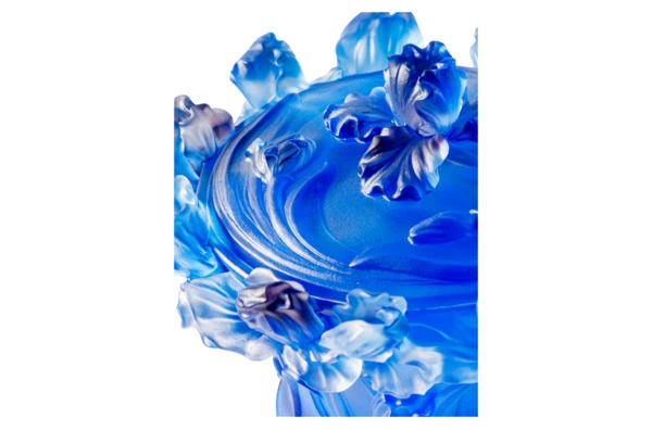 Конфетница Decor de Table Pate de Verre Cristal Ирисы 17 см, хрустальное тесто, кобальтово-синяя