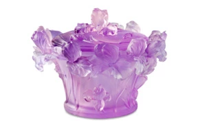 Конфетница Decor de Table Pate de Verre Cristal Ирисы 17 см, хрустальное тесто, фиолетовая, п/к
