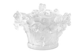 Конфетница Decor de Table Pate de Verre Cristal Ирисы 17 см, хрустальное тесто, белая, п/к