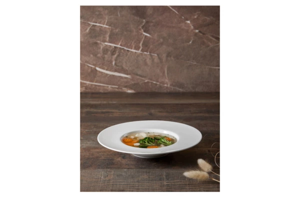 Тарелка суповая Decor de table Плиссе 24,6 см, фарфор костяной