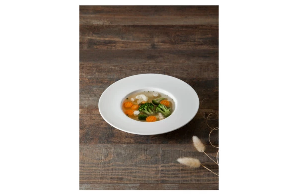 Тарелка суповая Decor de table Плиссе 24,6 см, фарфор костяной