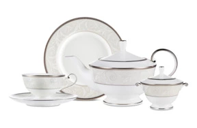 Сервиз чайный Narumi Платиновый ноктюрн на 6 персон 20 предмет, фарфор костяной