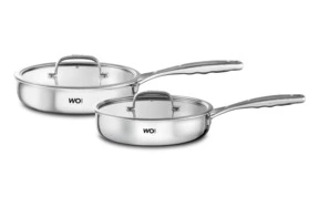 Набор сковородок со стеклянными крышками WO HOME Verona 24х5,5 см, 26х6 см, сталь нержавеющая