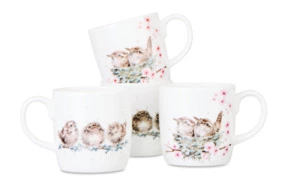Набор кружек Royal Worcester Забавная фауна Взбейте перышки 400 мл, 4 шт, фарфор костяной