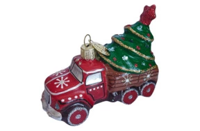Ёлочное украшение КОЛОМЕЕВ Машинка с ёлочкой 1 6 см, стекло, п/к