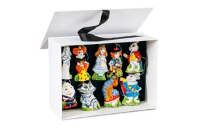 Набор новогодних игрушек Керамическая мастерская Ариадна Алиса в стране чудес, 9 фигурок, фарфор