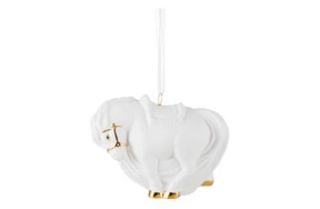 Елочное украшение Rupor Шар Лошадь 11х6х8,5 см, фарфор костяной, белое, п/к