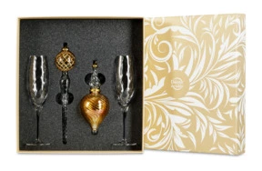 Набор подарочный Decor de table из фужеров для шампанского с елочными украшениями, п/к