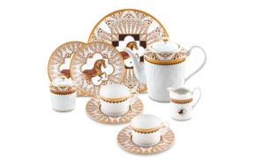 Сервиз чайный Haviland Королевская кавалерия на 2 персоны 10 предметов, фарфор, золотой кант