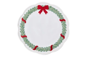 Набор подстановочных салфеток Amitile Новогодний венок d43, 2 шт,белая эко-кожа, вышивка цветная