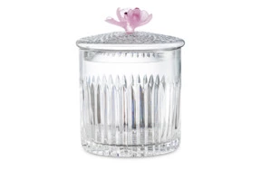 Конфетница с крышкой Decor de table Дефанс Магнолия 12,5х17 см, хрусталь, цветок розовый
