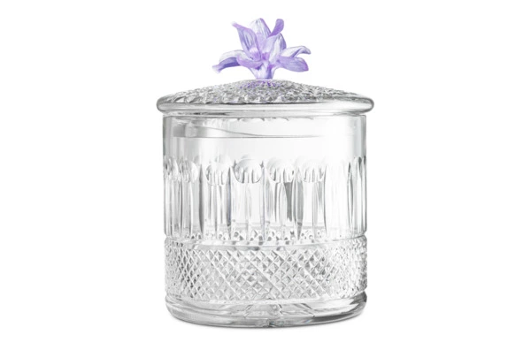 Конфетница с крышкой Decor de table Париж Магнолия 12,5х17 см, хрусталь, цветок фиолетовый
