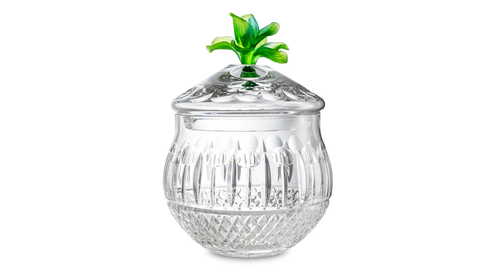 Банка для печенья Decor de table Париж Камелия 15х21,5 см, хрусталь, цветок зеленый