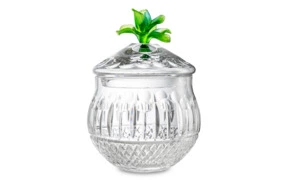 Банка для печенья Decor de table Париж Камелия 15х21,5 см, хрусталь, цветок зеленый