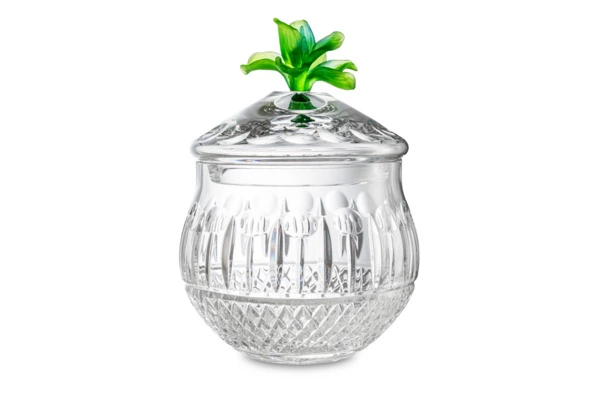 Банка для печенья Decor de table Париж Камелия 15х21,5 см, хрусталь, цветок зеленый